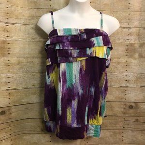 Lane Bryant Size 26/28 Tank Top Multicolor Sleeveless Banded Hem Elastic Top